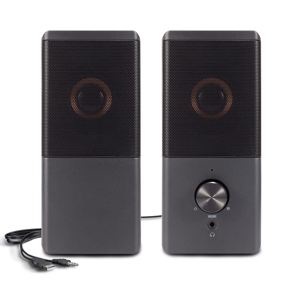 Roson Computer Speaker, Compact Size Speaker With Headphone Jack, Enhanced Bass And Volume Control, Stereo 2.0 Usb Powered 3.5Mm