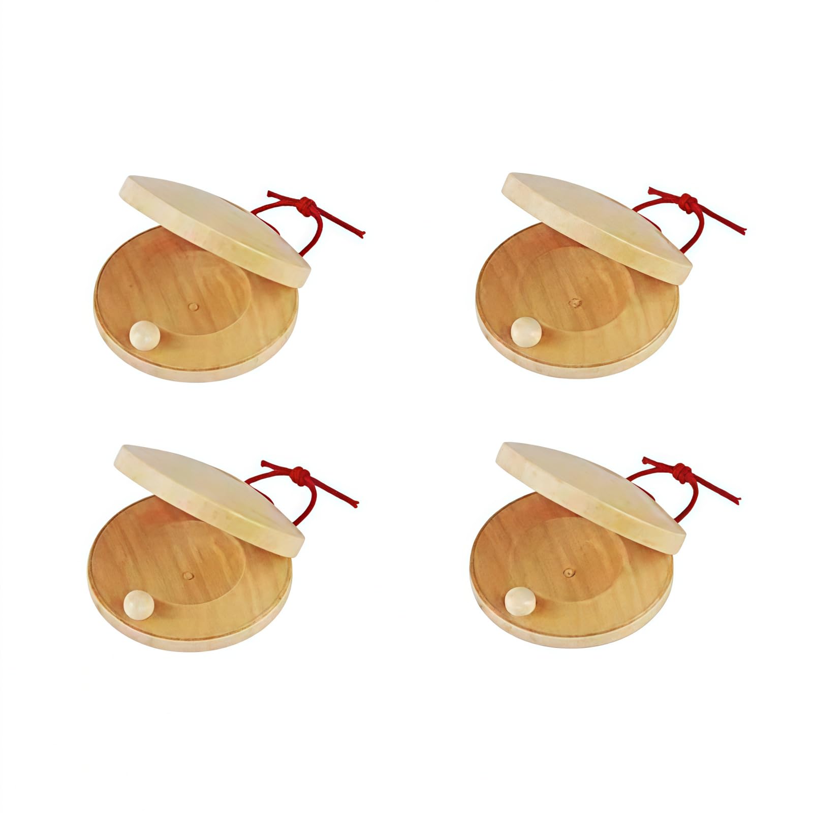 Wooden Castanet, Percussion Instrument - 4Pcs Hand Finger Castanets, Wood Castanets Classroom DIY Rhythm Music Musical Instrumen