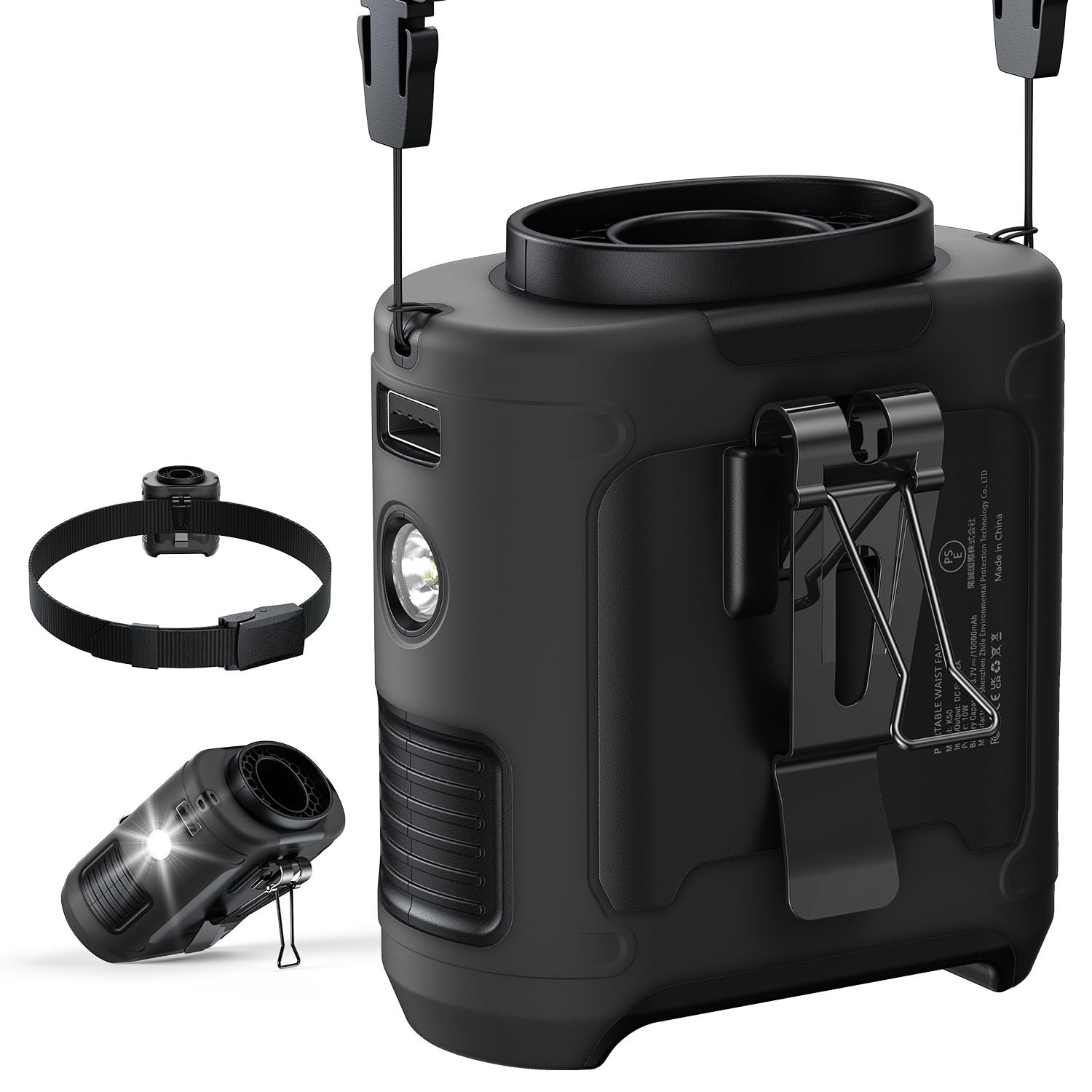 2025 Upgrade Portable Waist Fan Clip on 10000mAh Body Wearable Belt Clip Fan Undershirt Personal Cooling Neck Fans with 5 Speeds