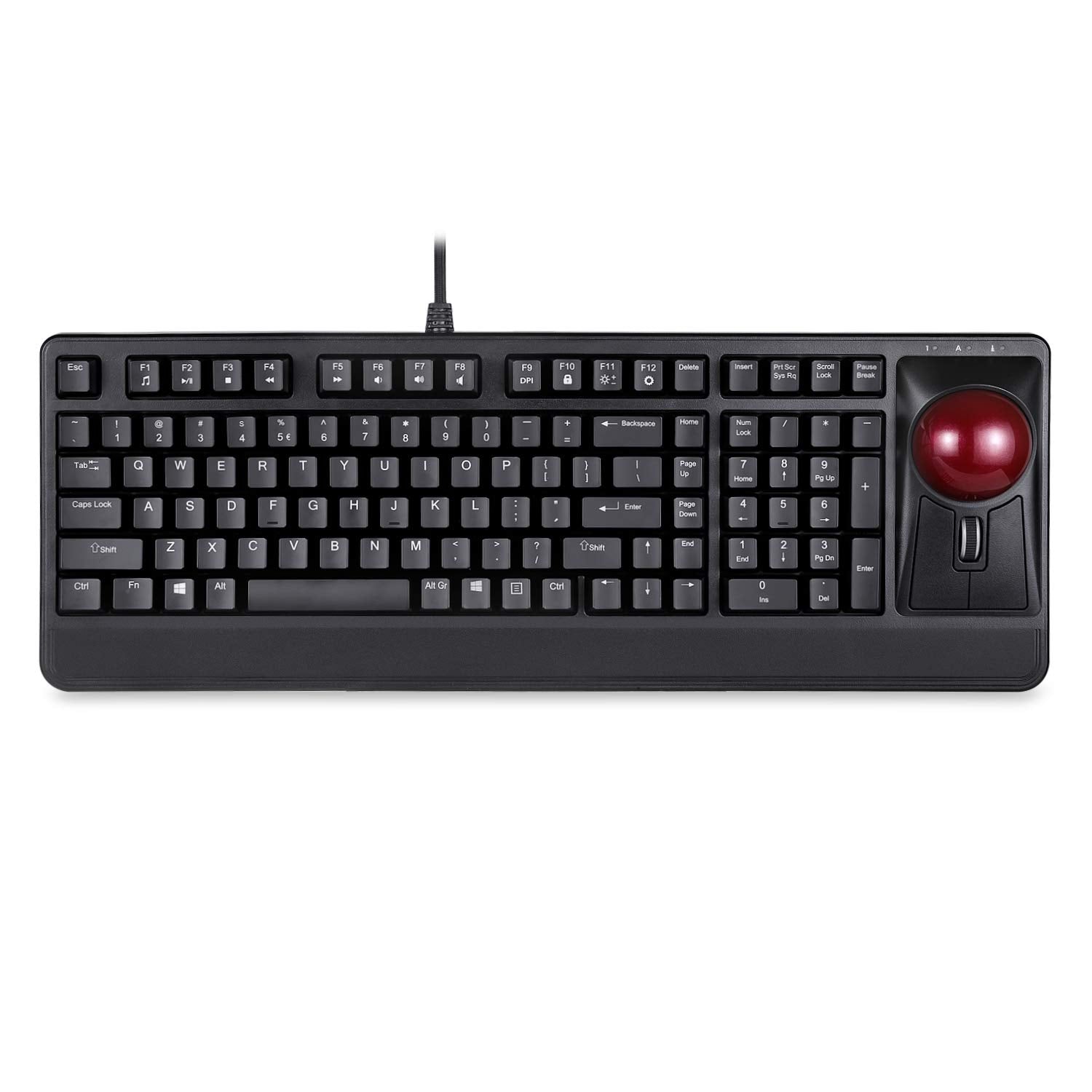 Perixx Periboard 522 Wired Trackball Mechanical Keyboard, Build In 2.17 Inch Trackball With Pointing And Scrolling Feature, Durable 3.2Lbs Weight