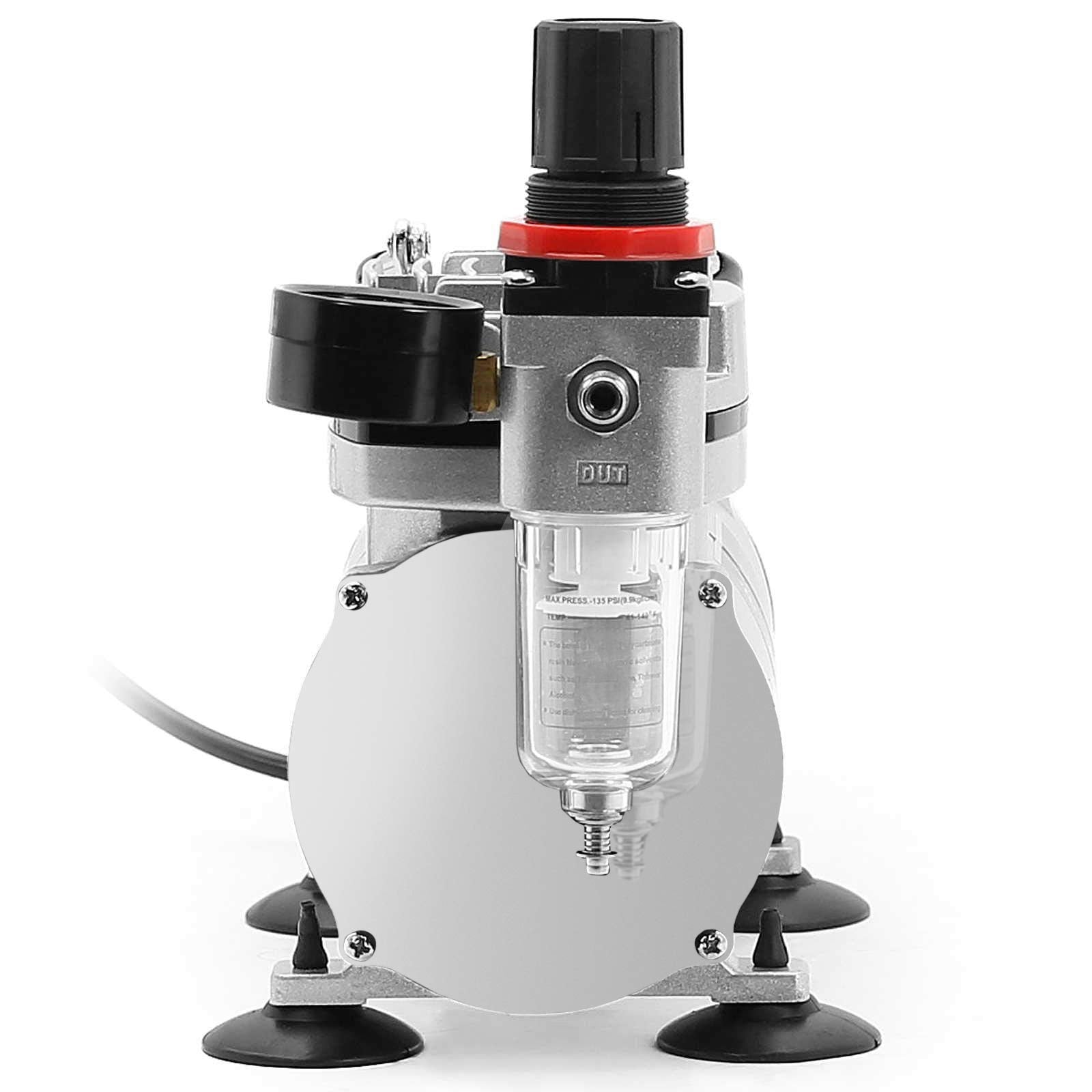 Pointzero 1/5 Hp Airbrush Compressor With Regulator, Gauge And Water Trap   Quiet Portable Air Pump