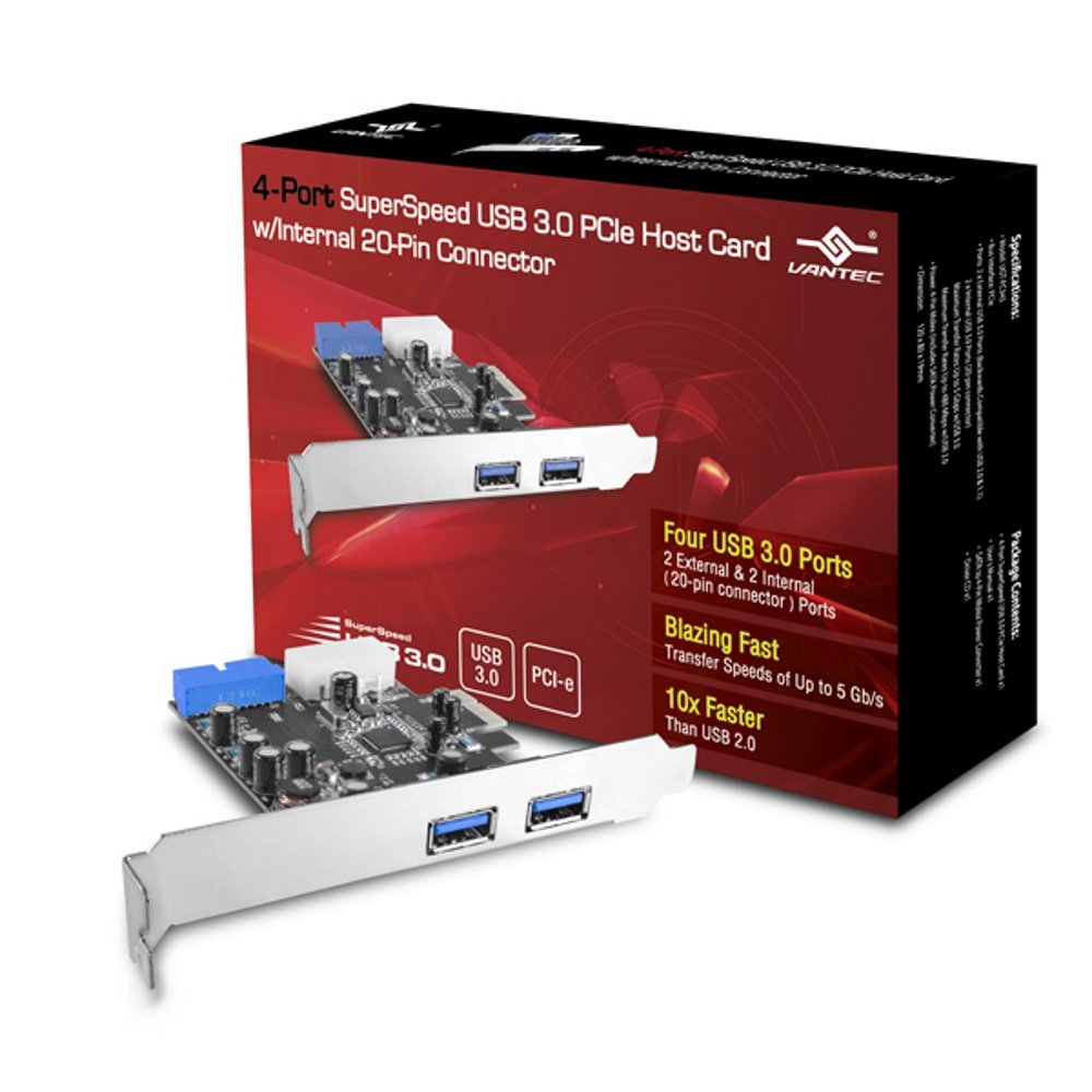 Vantec 4 Port USB 3.0 PCIe with Internal 20 pin Host Card (UGTPC345)