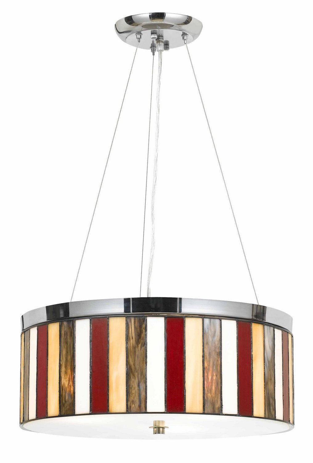 Cal Lighting Fx 1089/1P Tiffany/Mica Three Light Pendant From Tiffany Collection In Pewter, Nickel, Silver Finish, 18.00 Inches