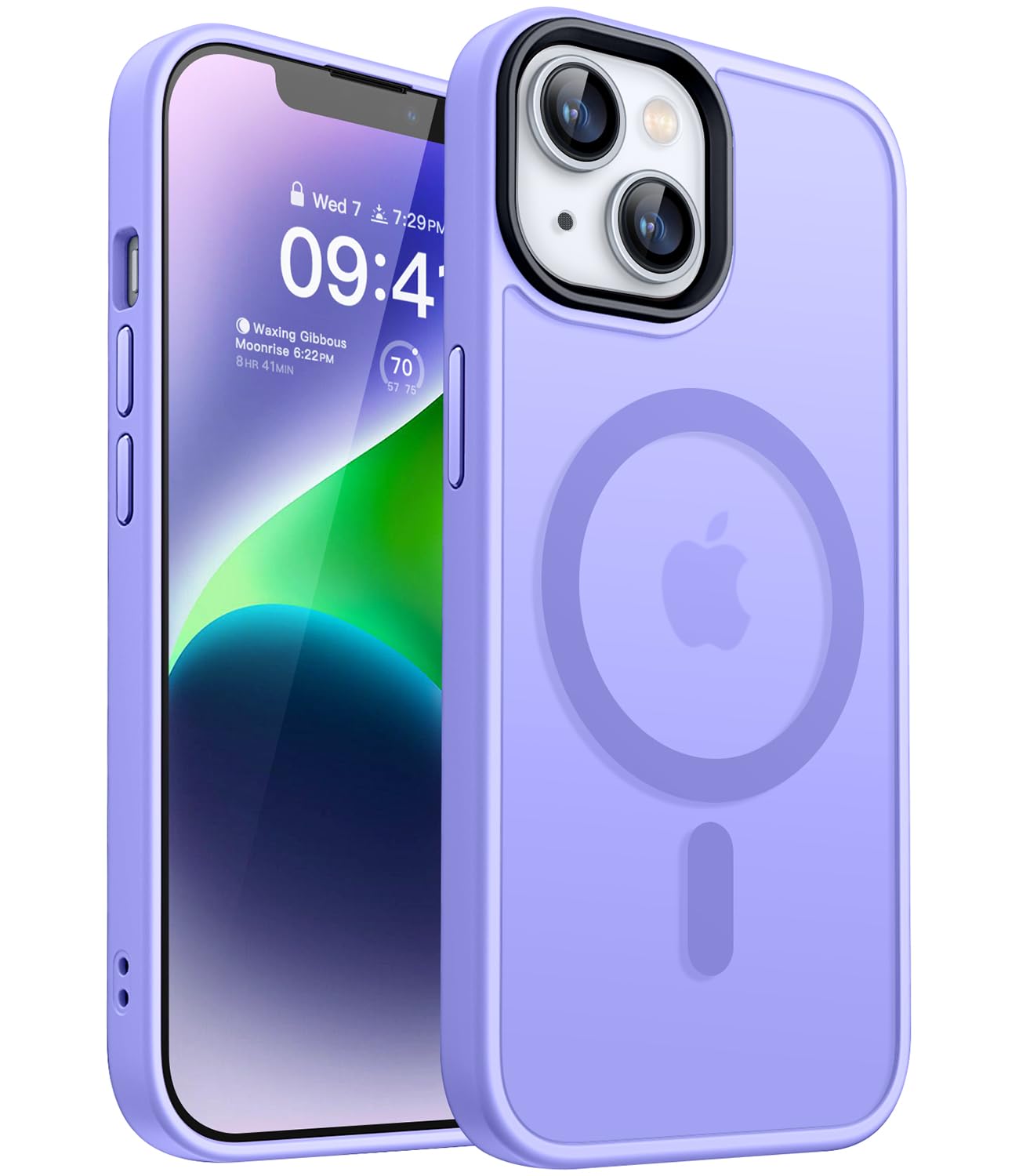 Canshn For Iphone 14 Case/Iphone 13 Case, Compatible With Magsafe, Translucent Matte Back Slim Shockproof Phone Cover, Light Pur