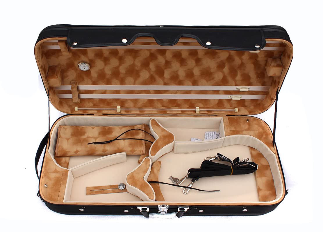 Double Violin Case Viola Case Strong Wood Violin Box Full Size With Back Strap Viola Box