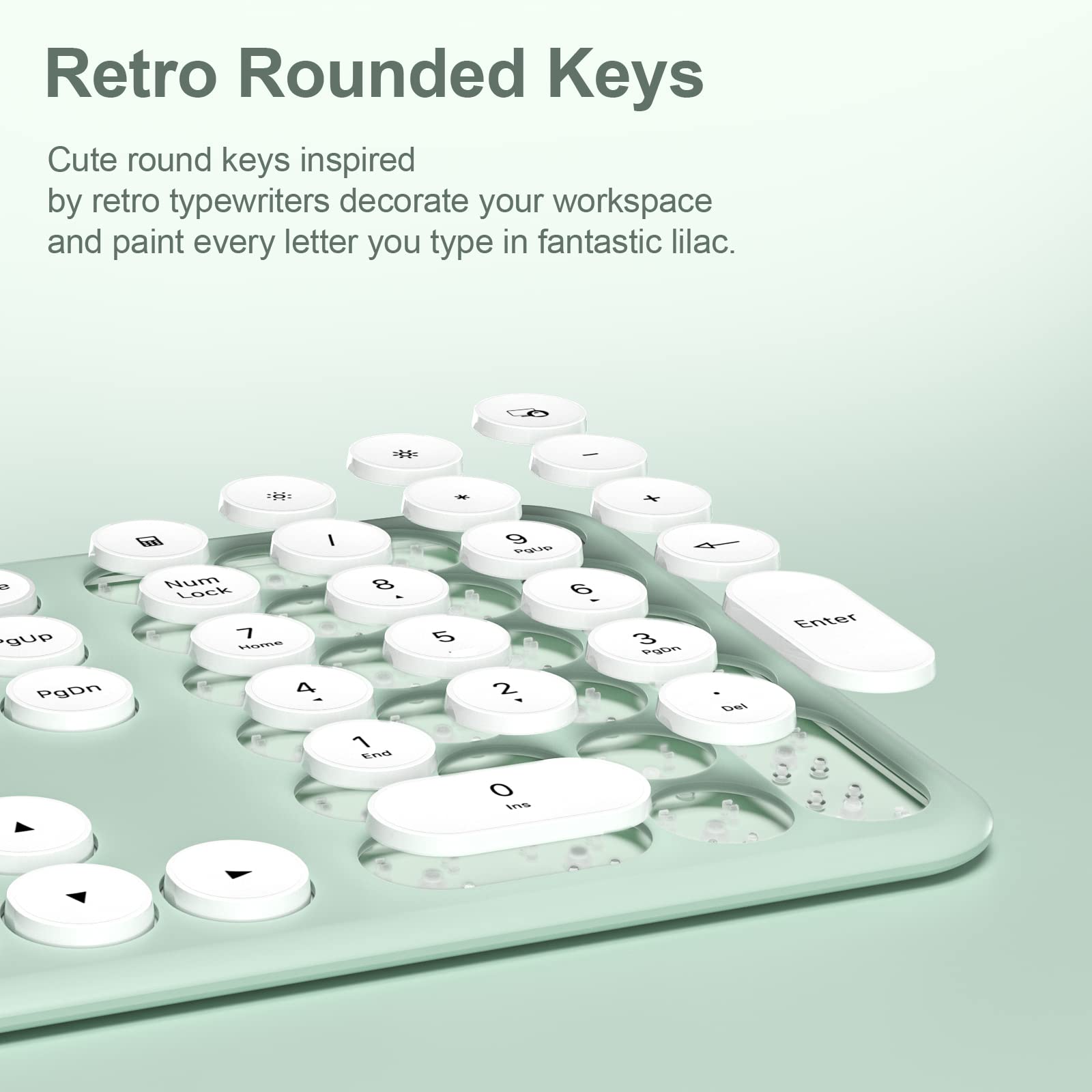 XTREMTEC Wireless Keyboard and Mouse, Ultra-Slim Retro Round Keycap, Macaron Green, Model K102A for Mac/PC Desktops