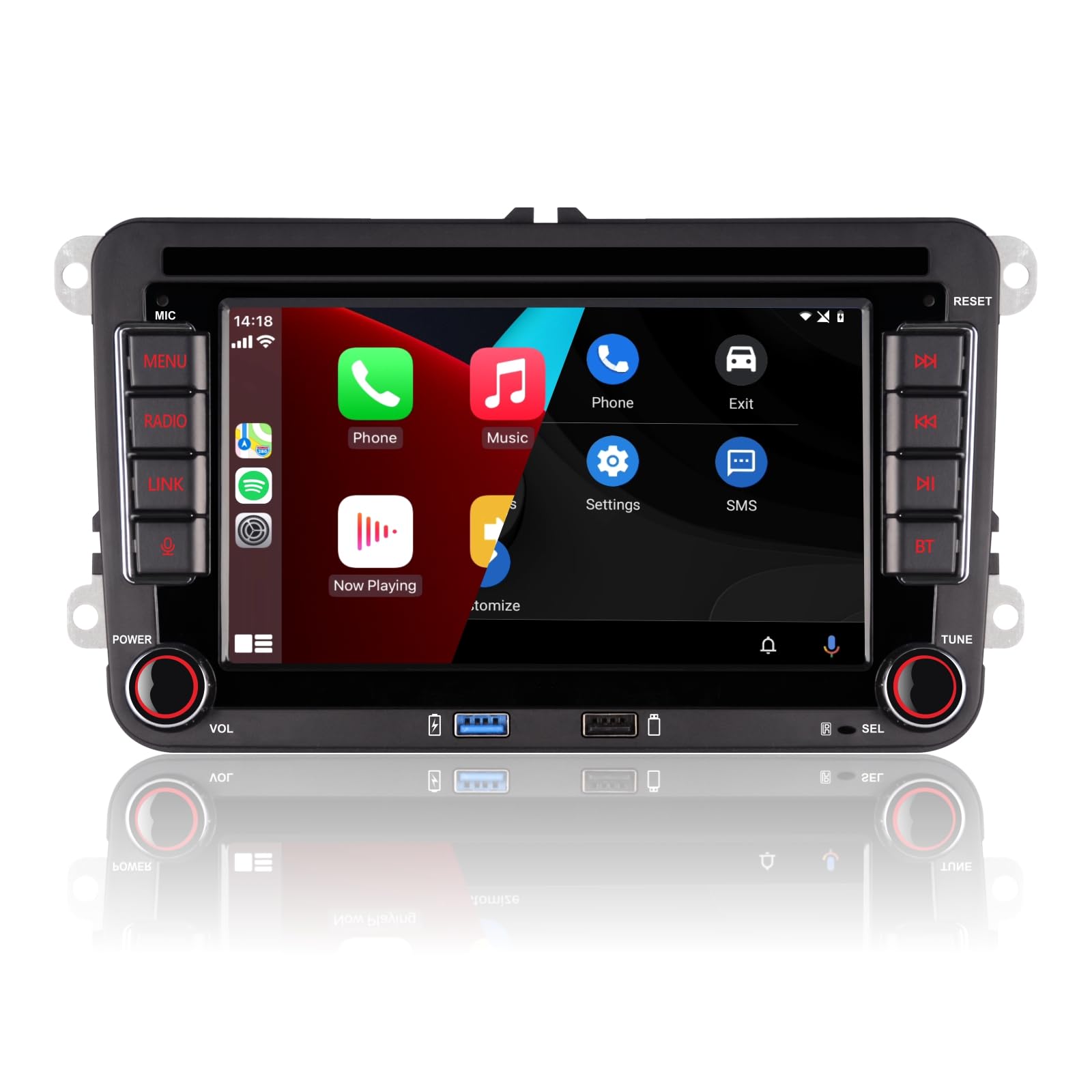 Double Din Car Stereo Compatible With Wireless Carplay Android Auto With 7 Inch Bluetooth/Fm/Am Radio/Usb/High Power Car Radio F