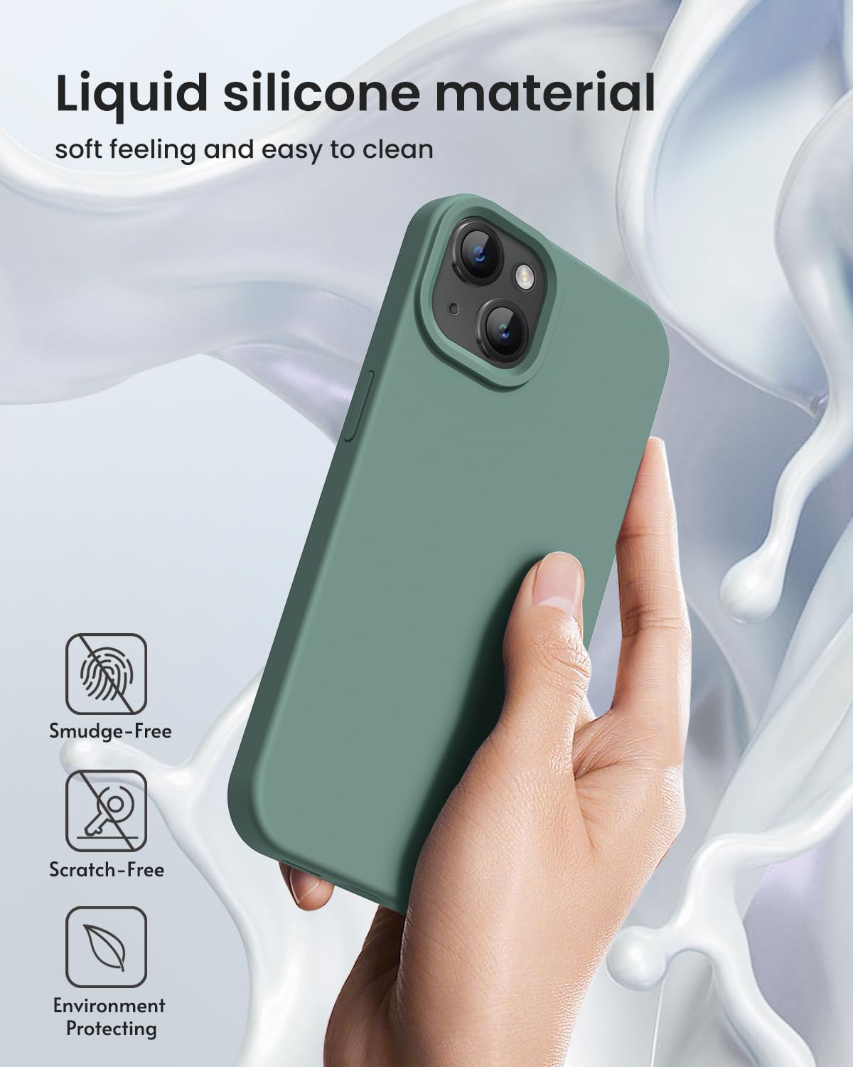 Designed For Iphone 15 Case, Silicone Phone Case Protective [Military Grade Drop Protection] [Anti Scratch Microfiber Lining] Si