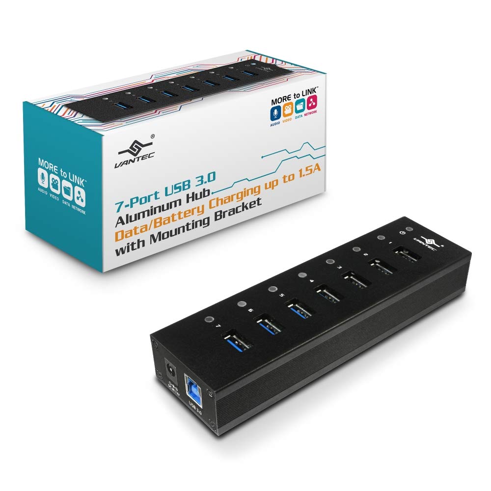 Vantec UGTAH710U3BK 7Port USB 3.0 Aluminum Hub