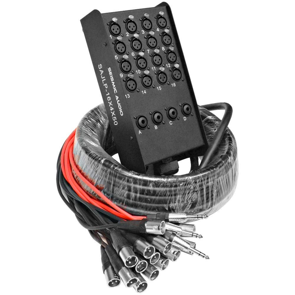 Seismic Audio - Xlr Low Profile Snake Cable With 4 Trs Returns - Circuit Board Snake For Recording, Stage, Studio Pa Dj Use (50 