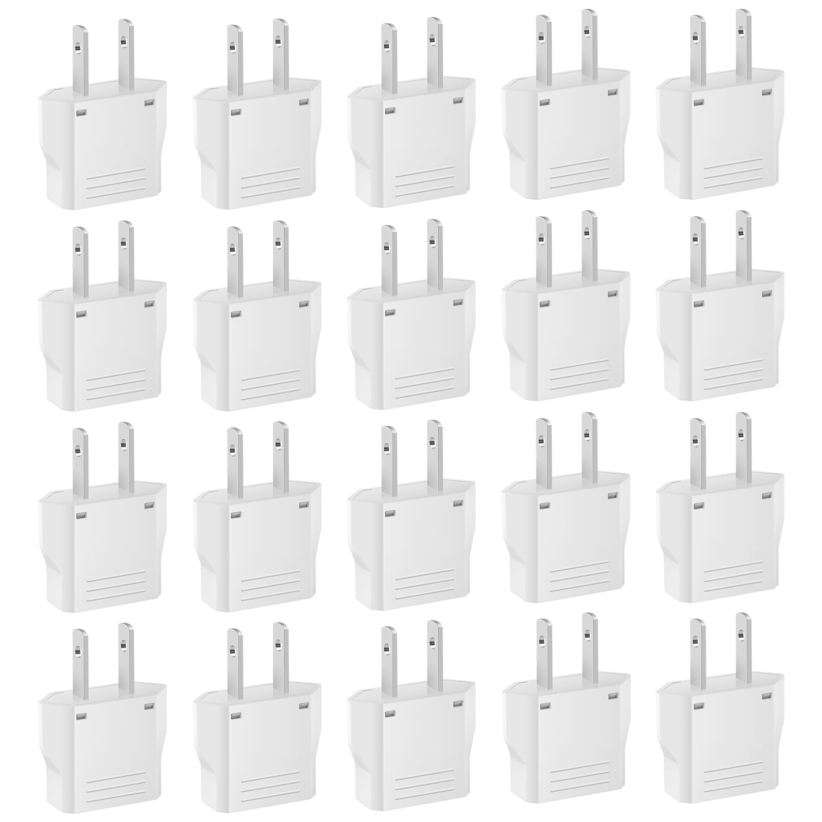 20 Pack European To Us Plug Adapter, Type A Plug Adapter European To American, 220V To 110V Adapter Plug For Travel, Europe To U