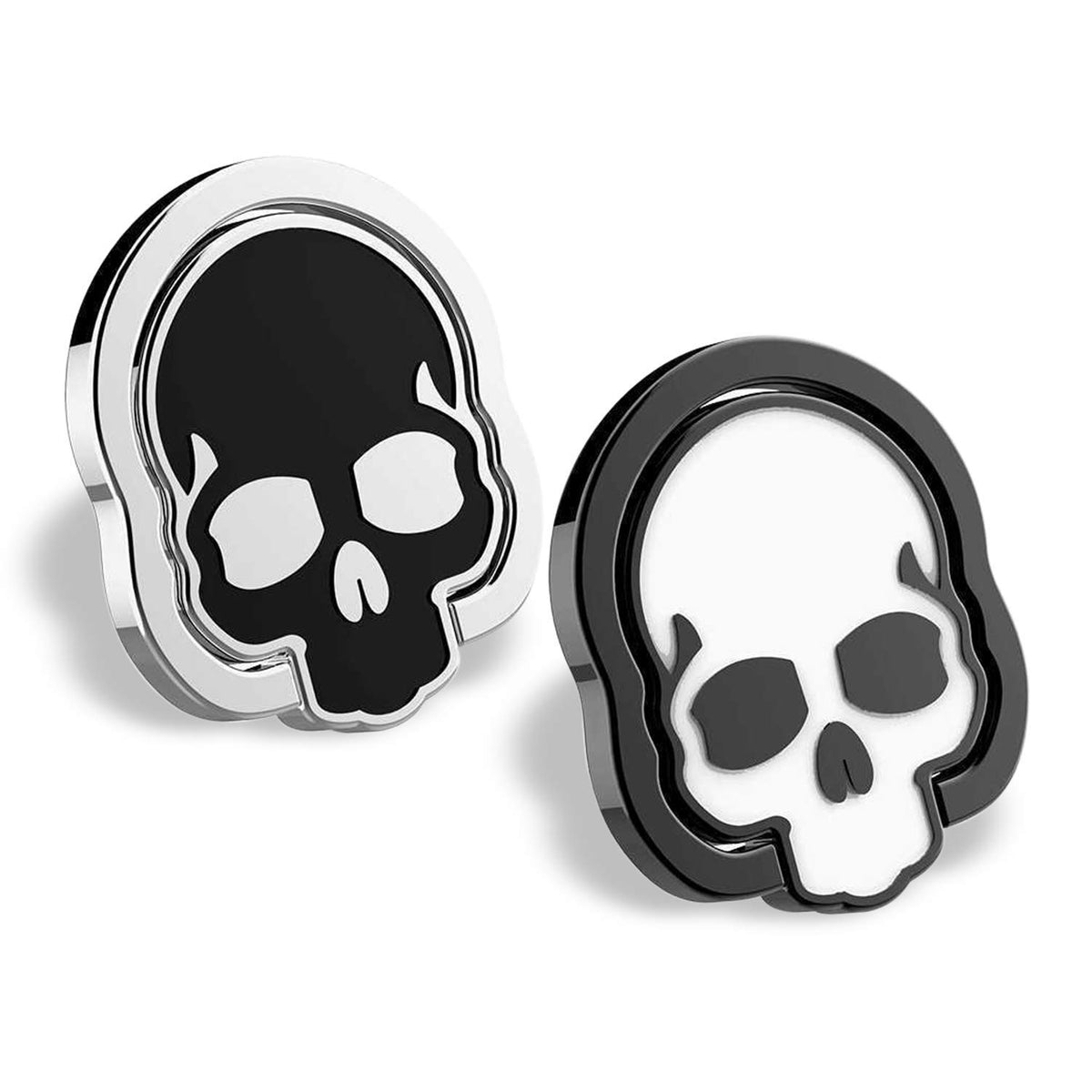 Homedge Cell Phone Skull Ring Grip, Set Of 2 Packs 360� Adjustable Finger Ring Holder, Suitable For Magnetic Car Mount Kickstand For Cell Phone Black And White