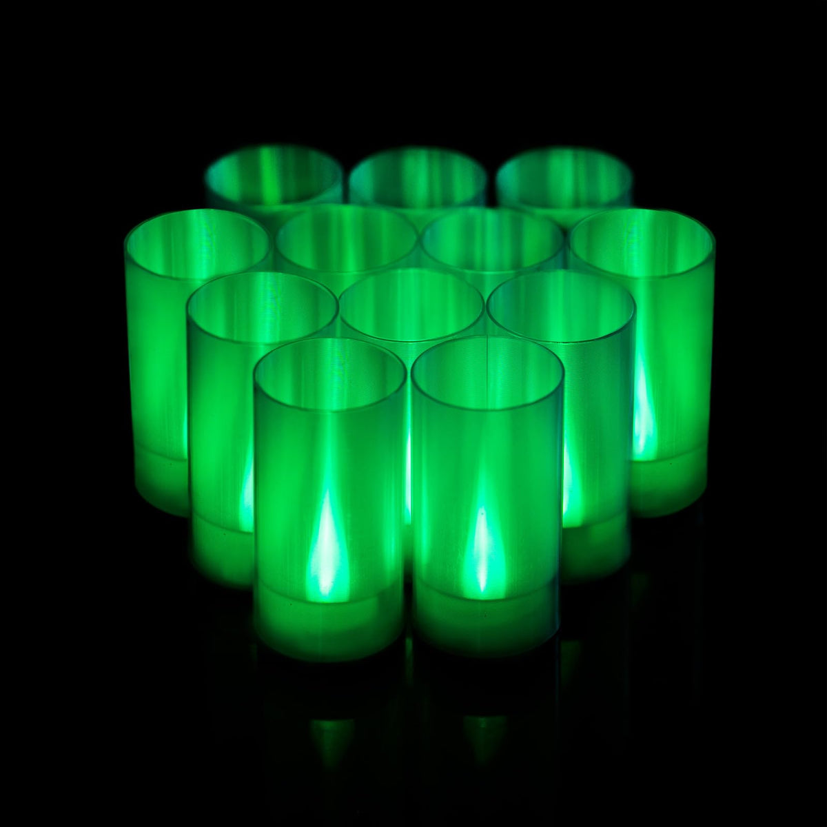 Lanker Flameless Candles, Battery Operated Led Pillar Candles, D1.5 X H3 Inch, Flickering Green Long Flame-Effect Light, Romanti