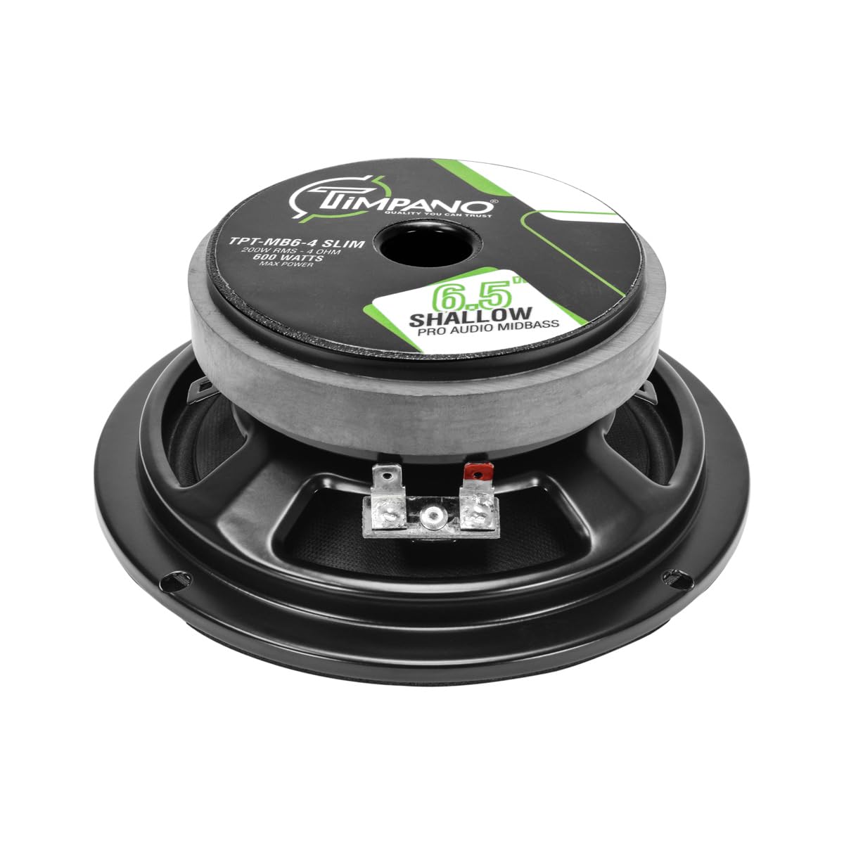 Timpano 6.5 Inch Shallow Car Speaker 600 Watts Tpt Mb6 4 Slim Shallow Profile 4 Ohm, Pro Midbass Car Audio Loudspeaker Compact F