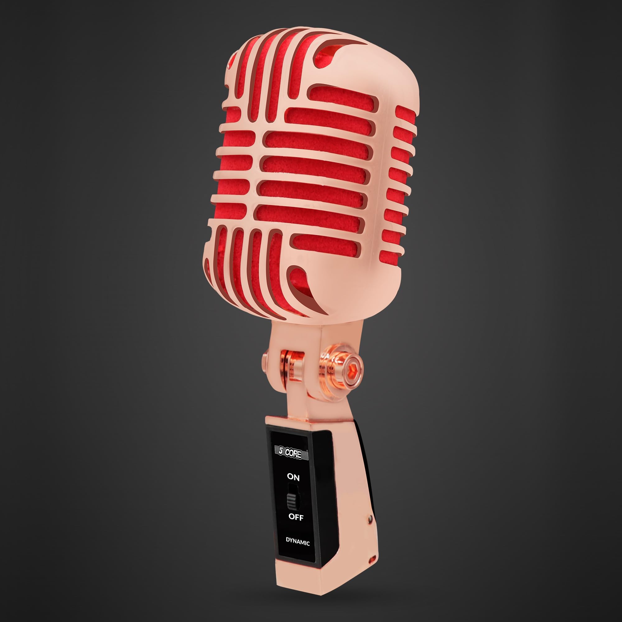 5Core Classic Retro Microphone Dynamic Metal Body Old Vintage Style Unidirectional Cardioid Mic w XLR Input Universal Stand Comp