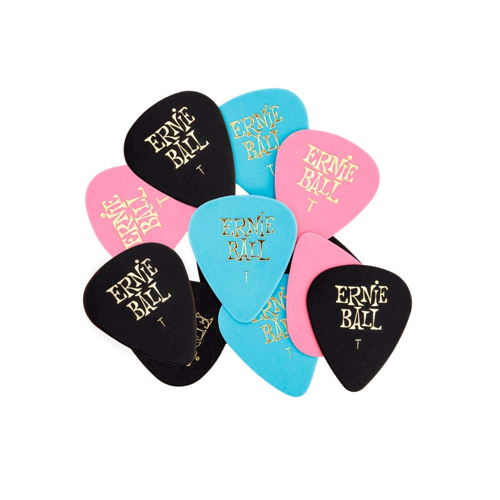 Ernie Ball Guitar Picks, Thin, Assorted Colors, 12 Pack (P09176)