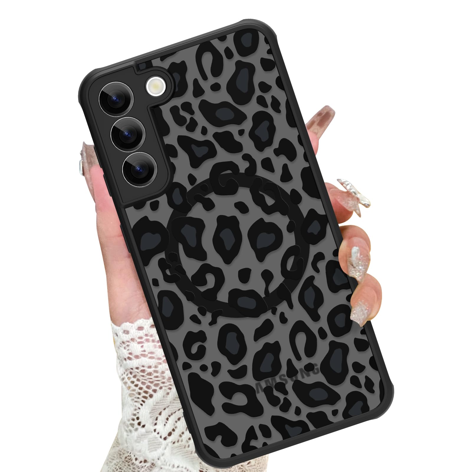 KANGHAR Case for Galaxy S21 Plus Phone Case [Compatible with Magsafe] Leopard Printed Pattern Cute Cheetah Protective Magnetic C
