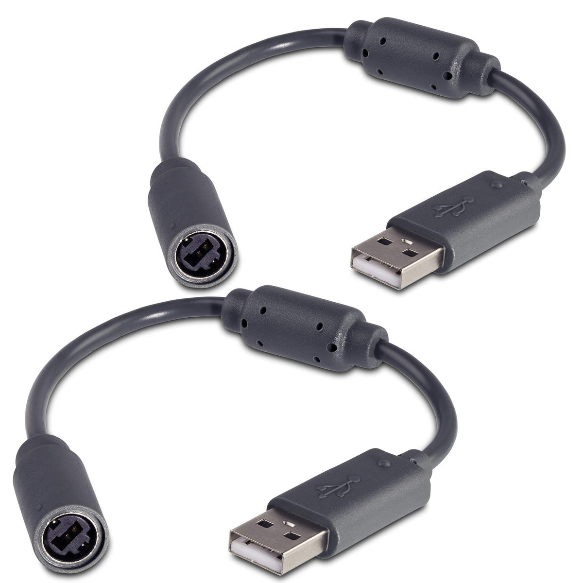 Fosmon 2X Replacement Dongle Usb Breakaway Cables For Xbox 360 Wired Controllers   Dark Gray (2 Pack)