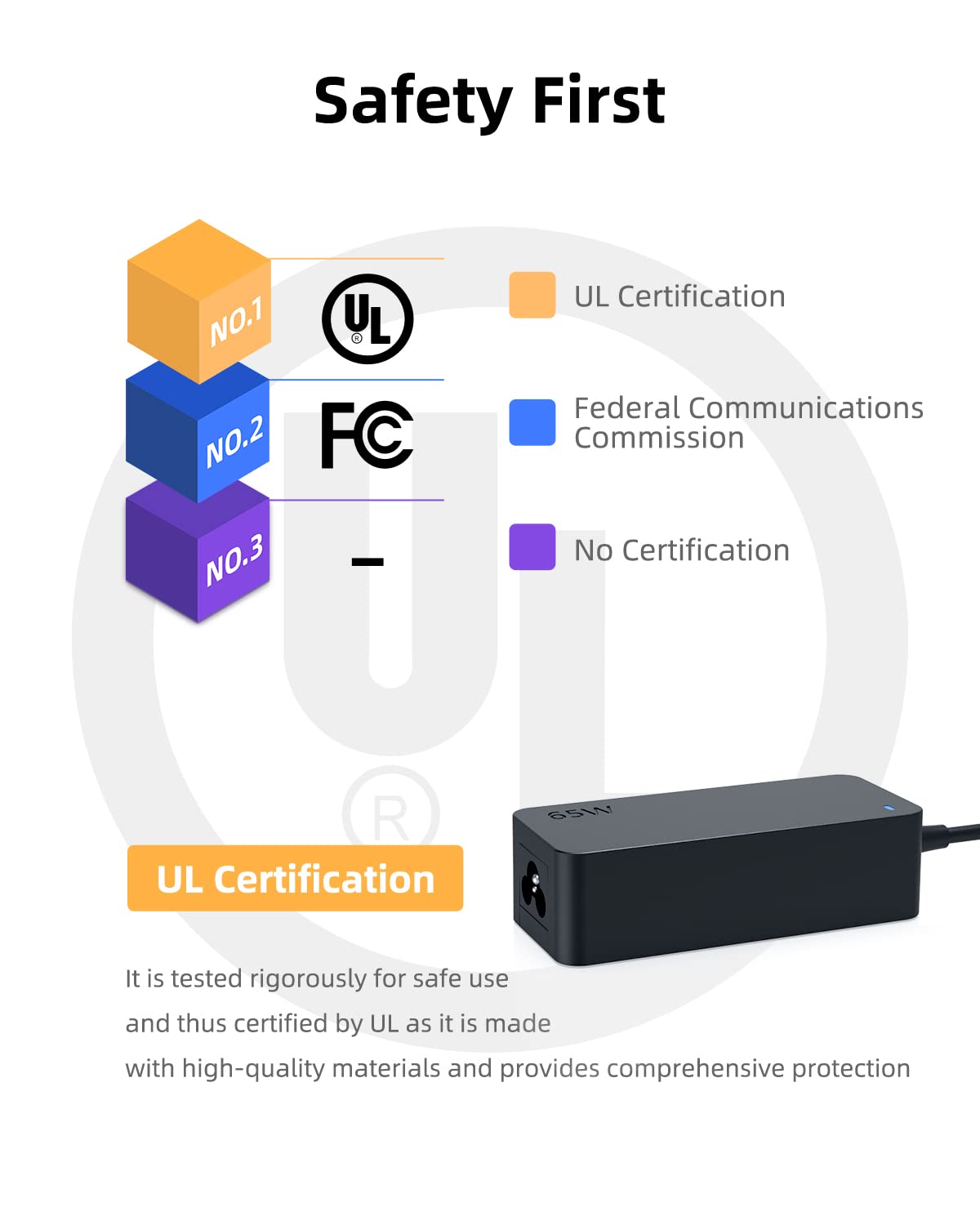Usb C Laptop Charger Fit For Lenovo Yoga C740/730/730S/720/C630/C940/920/C930/S730 (With Ul Safety Certification)