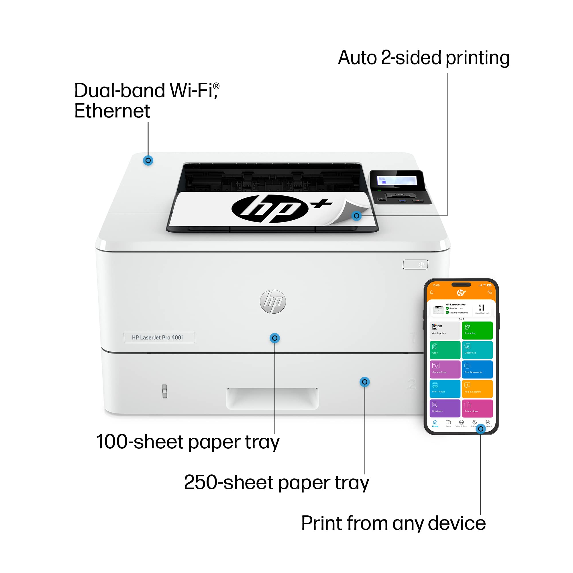 Hp Laserjet Pro 4001Dwe Wireless Black & White Printer With Hp+ Smart Office Features