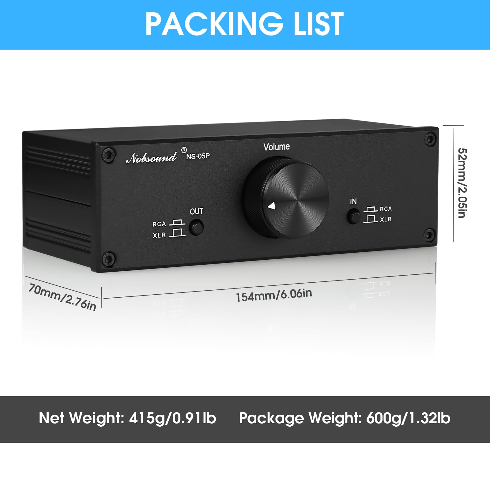 Nobsound Mini Fully Balanced/Single Ended Passive Preamp; Hi Fi Pre Amplifier; Xlr/Rca Volume Controller For Active Monitor Spea