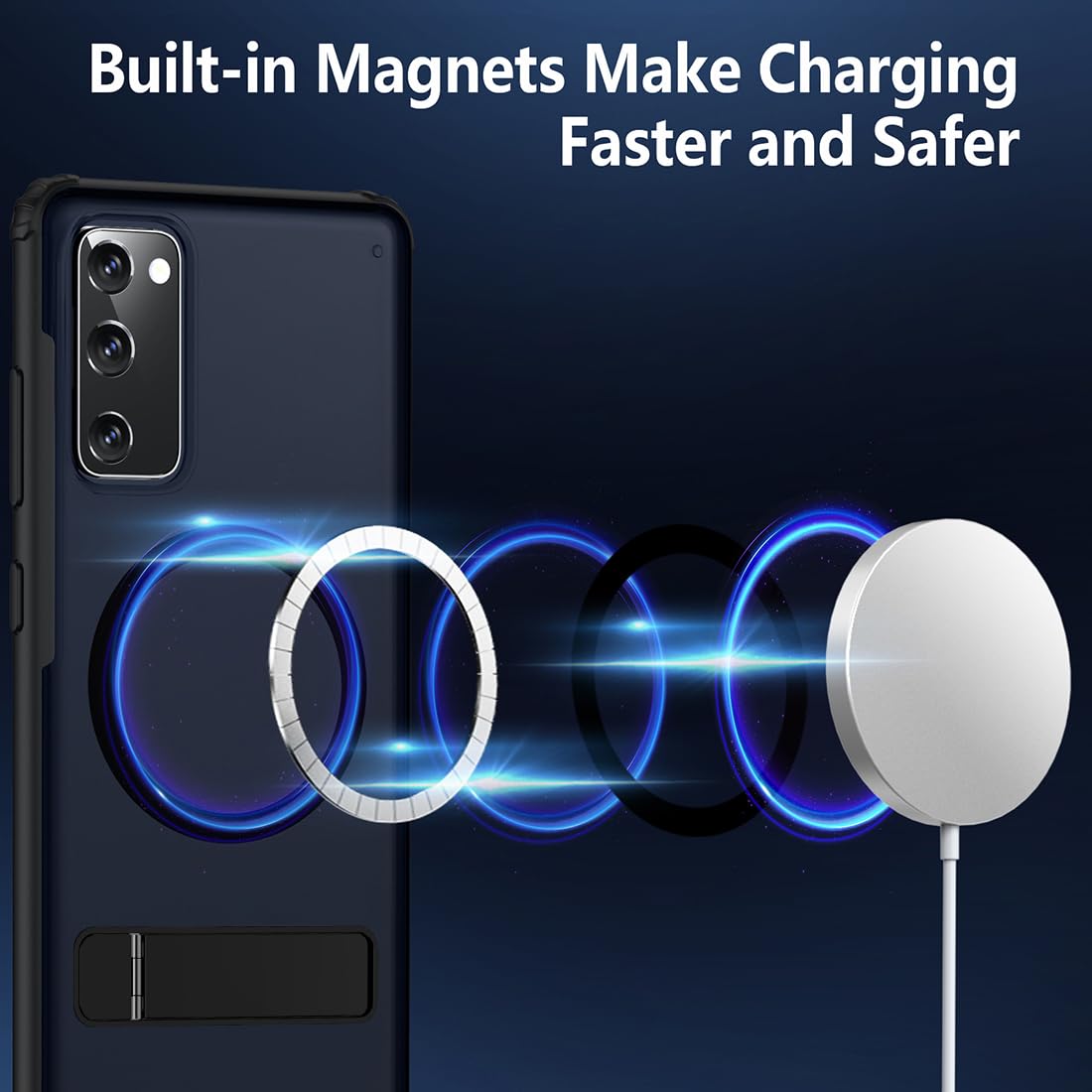 Tianniuke Magnetic Case For Samsung Galaxy S20 Fe,Compatible With Magsafe,Adjustable Kickstand,Translucent Matte Anti Fingerprin