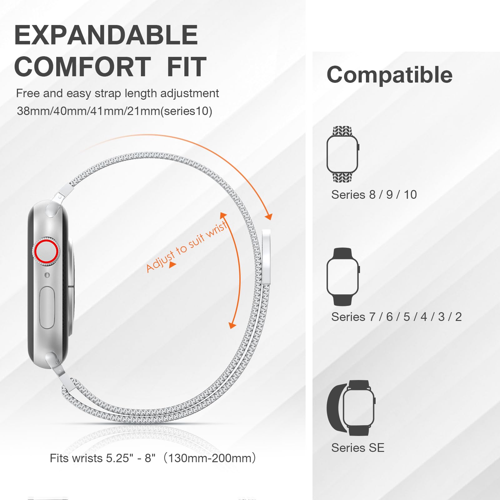 Stainless Steel Milanese Loop Compatible With Apple Watch Band 38Mm 40Mm 41Mm 42Mm 44Mm 45Mm 49Mm 46Mm Men And Women, Mesh Loop