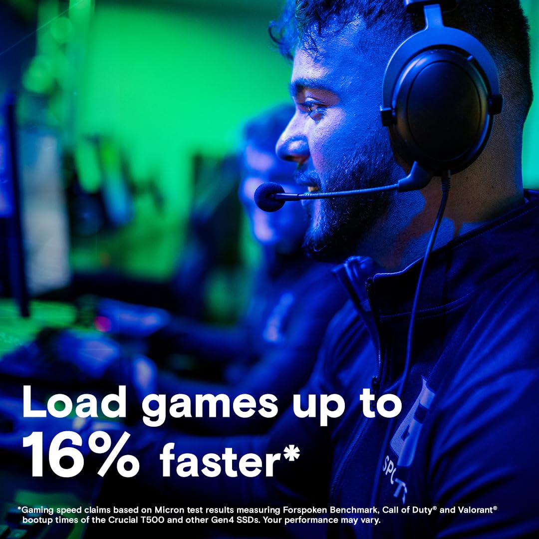 Crucial T500 4Tb Gen4 Nvme M.2 Internal Gaming Ssd With Heatsink, Up To 7000Mb/S, Playstation 5 Compatible + 1Mo Adobe Cc All Ap