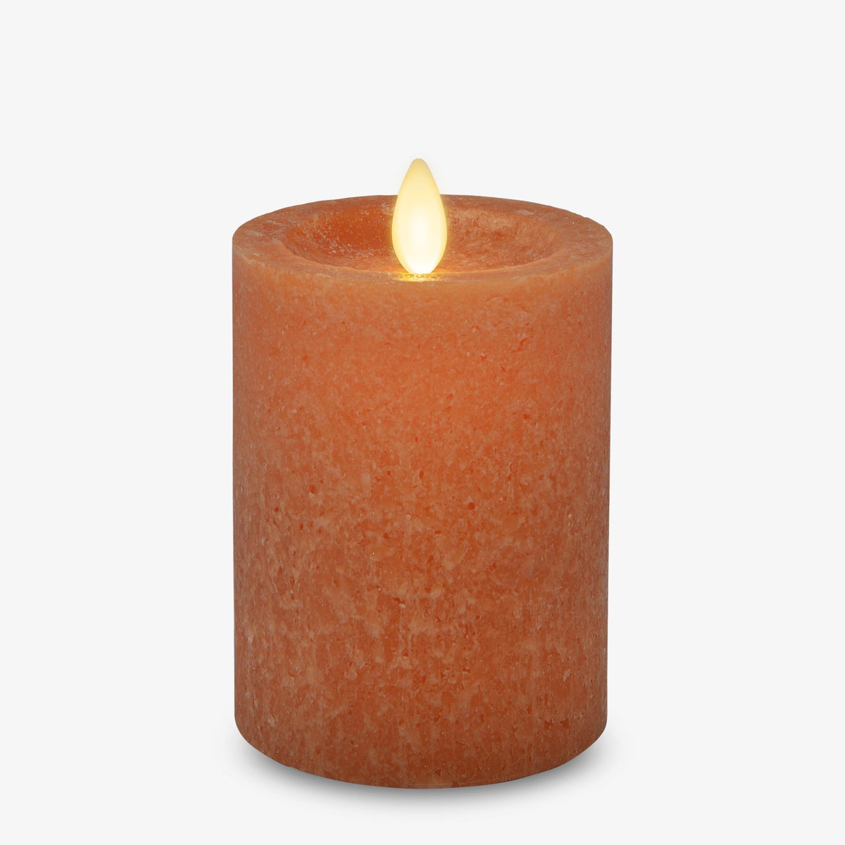 Luminara Sea Glass Flameless Candle, Harvest Pumpkin 3'' X 4.5'', Moving Led Flame Pillar With Timer, Battery Operated, Real Wax
