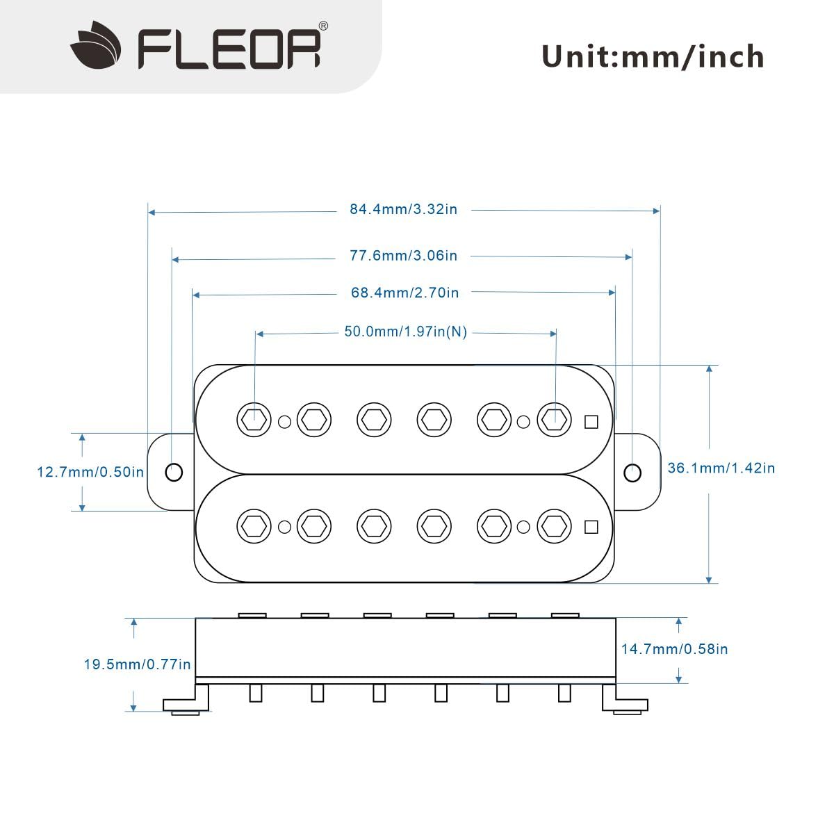 Fleor Alnico 5 Electric Guitar Neck Pickup Double Coil Humbucker Pickups-White