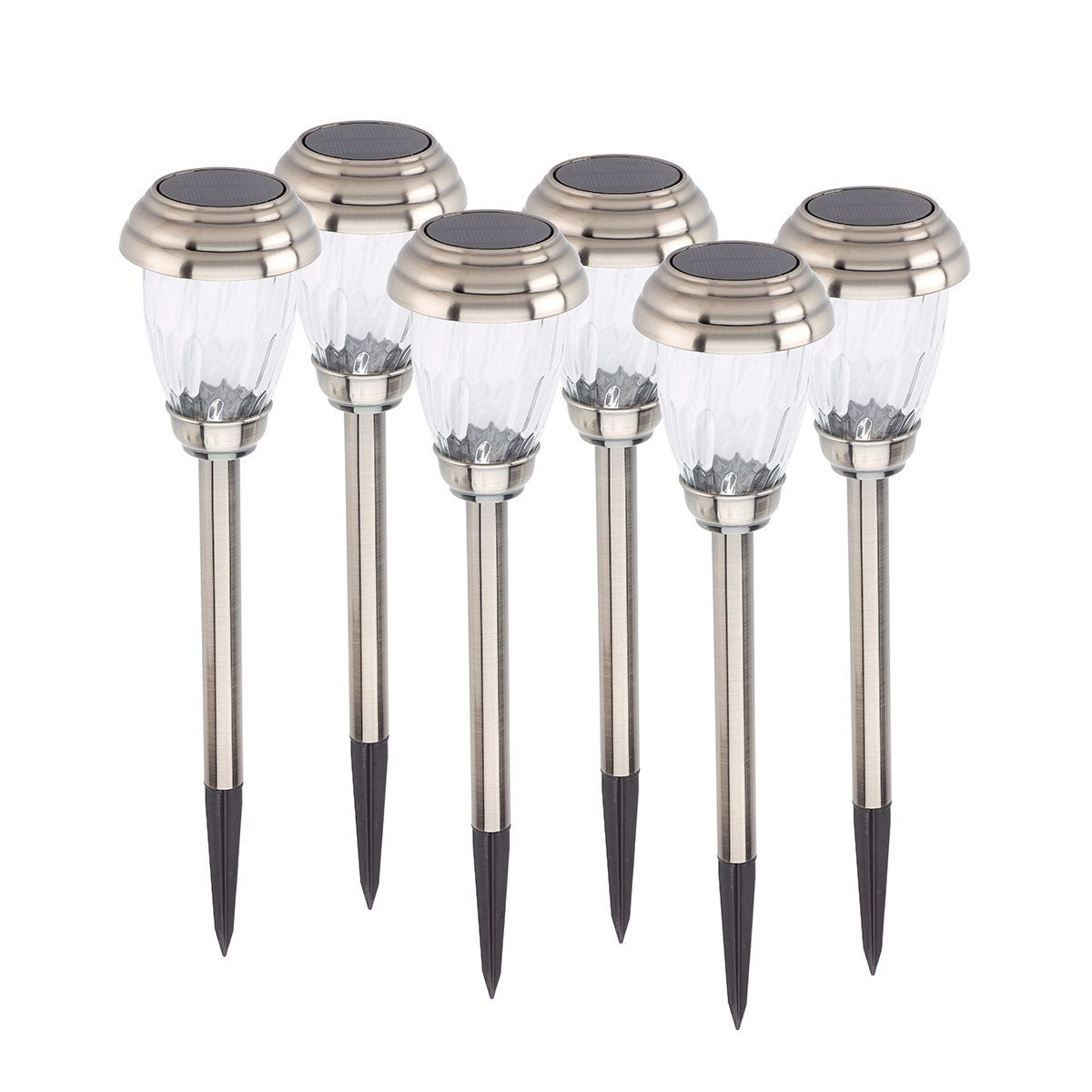 Smart Solar 3426WRM6-HP Charleston 6-Pack Solar Lights, Heritage Pewter, Stainless Steel, with Electroplated Pewter Finish and R