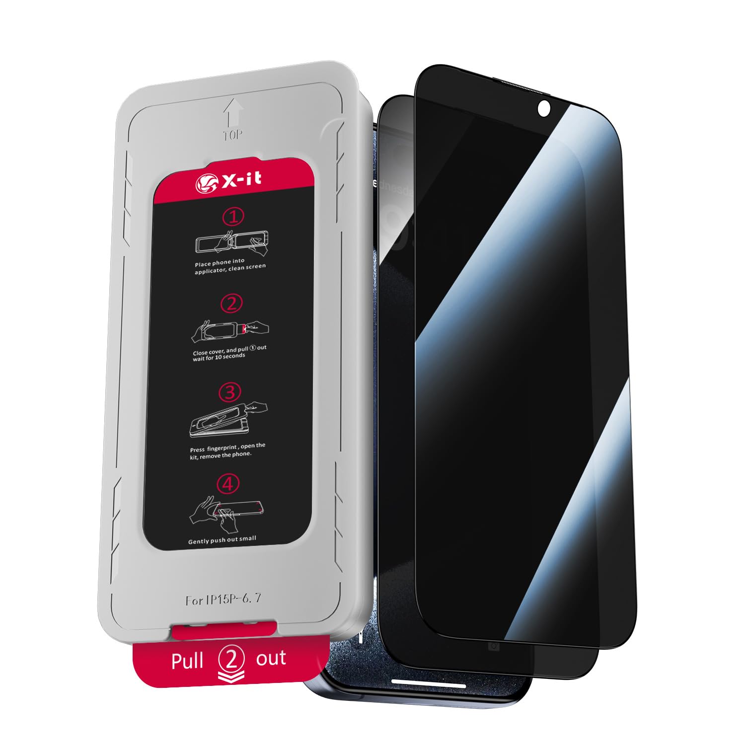 X It 2 Pack Privacy Screen Protector For Iphone 16 Pro(6.3''), 9H+ Tempered Glass, Auto Dust Removal, Military Grade Protection,