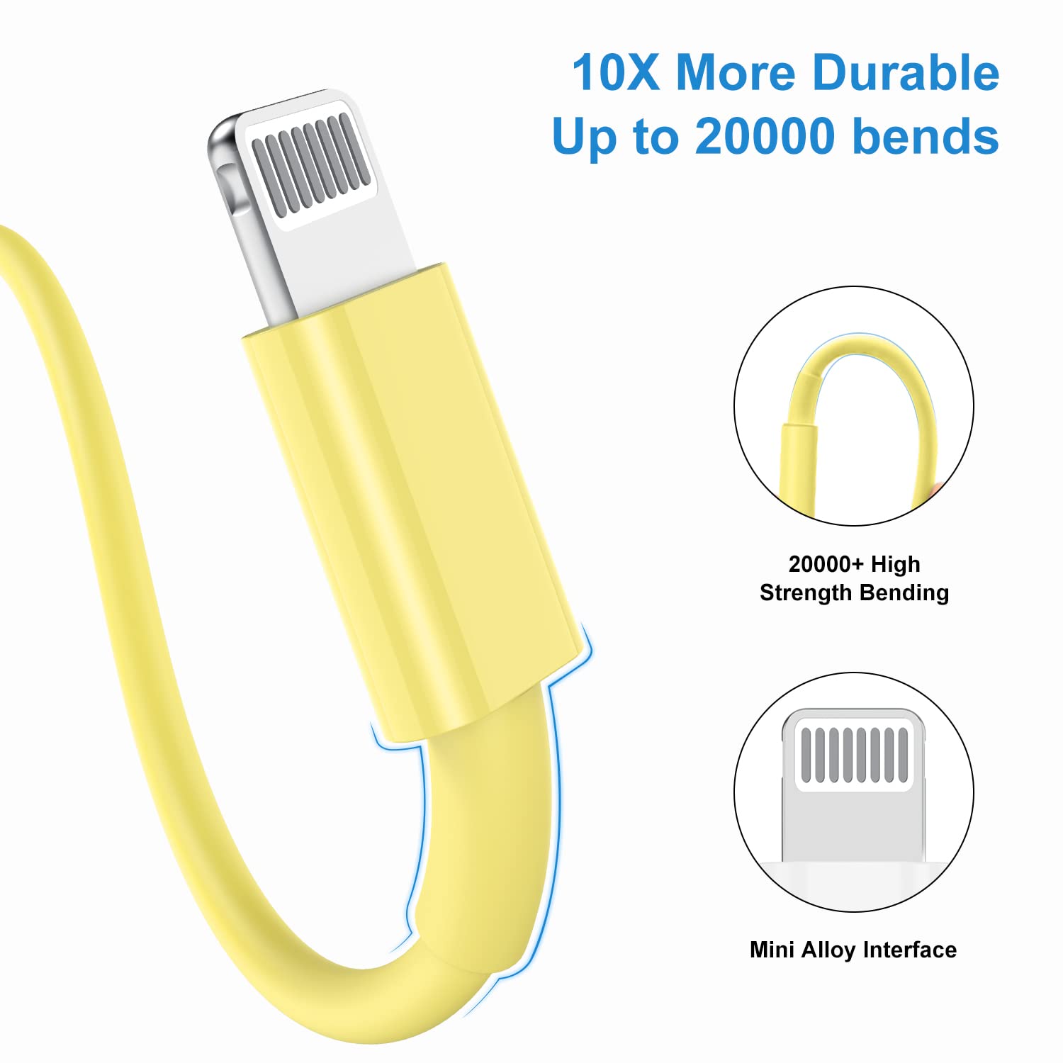 Qziiw [Apple Mfi Certified] Iphone Charger Cable 10Ft, 3Pack Extra Long Usb To Lightning Cable,Apple Charging Power Cord For Iph