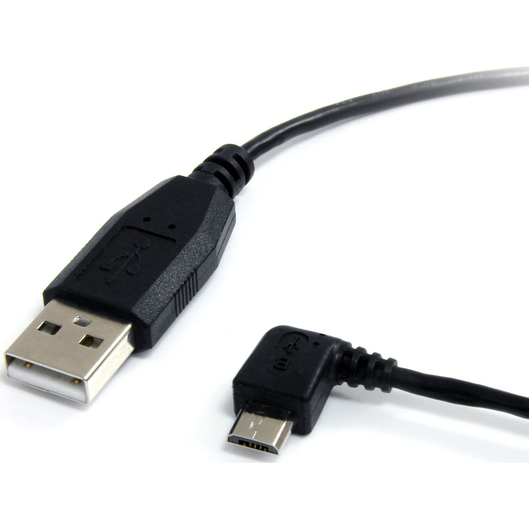StarTech.com 1 ft. (0.3 m) USB to Micro USB Cable   USB 2.0 A to Left Angle Micro B   Black   Micro USB Cable (UUSBHAUB1LA)