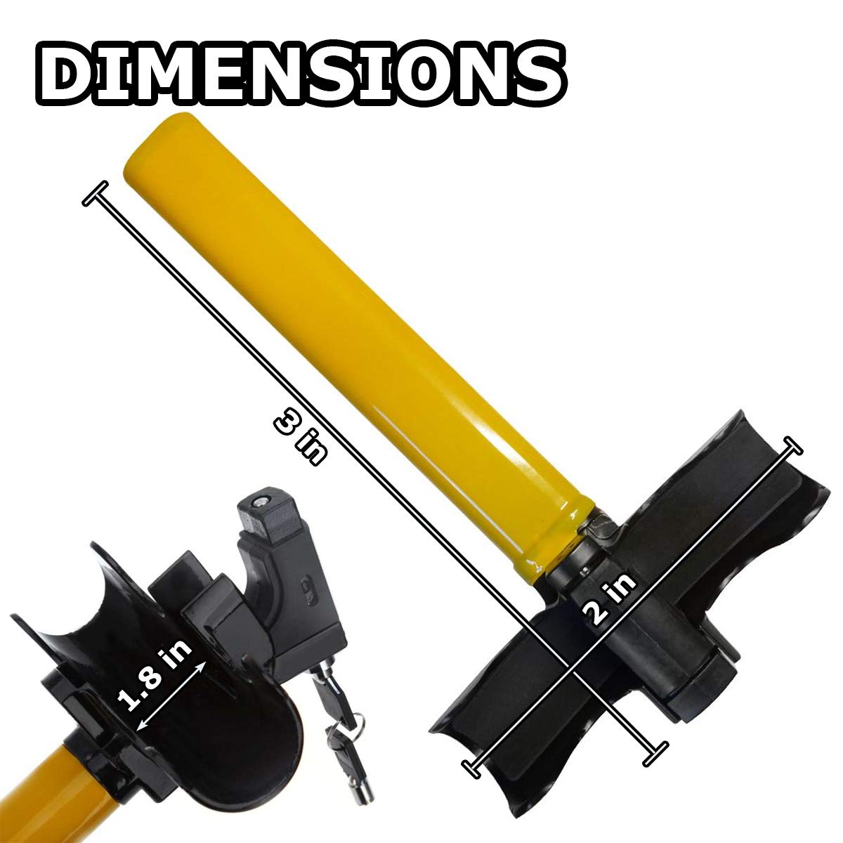 Vaygway Universal Car Steering Wheel Lock  Car Anti Theft Wheel Lock Cylinder Key   Strong Heavy Duty Anti  Theft Rotary Steerin