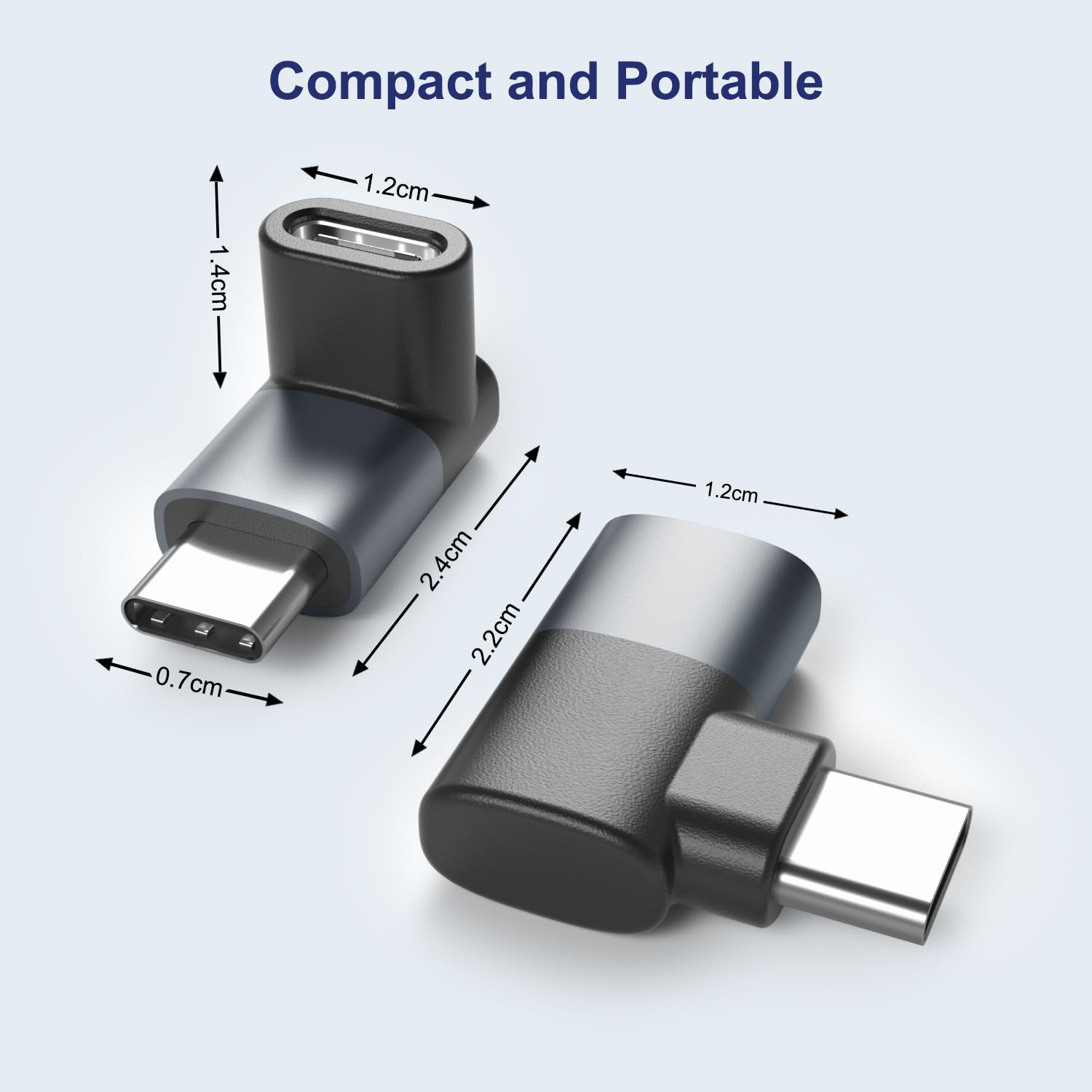 Basesailor 90 Degree Usb C Adapter 3Pack,Right Angle Usb C Male To Type C 40Gbps 100W Female Extender Connector,Thunderbolt 3 Up