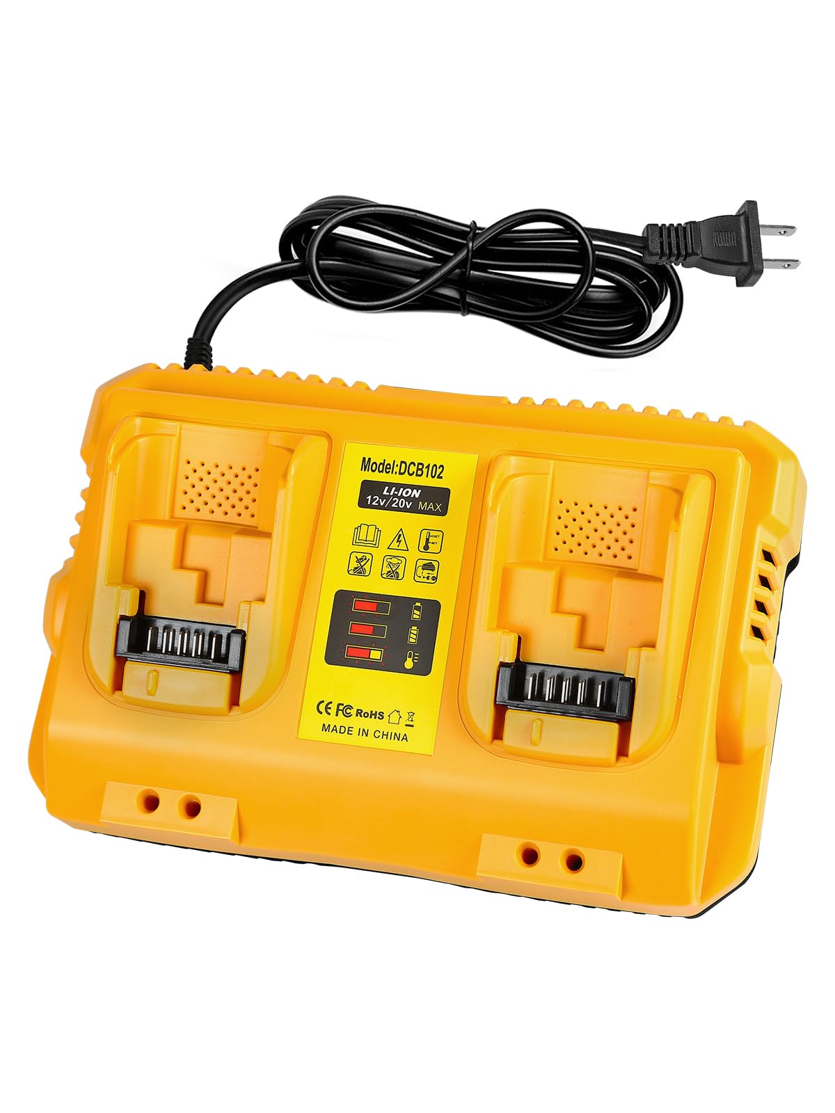 Coomyxin Dcb102 20V Max Battery Charger Replacement For Dewalt Battery Charger, 2 Port Charger Compatible With Dewalt 12V 20V Ba
