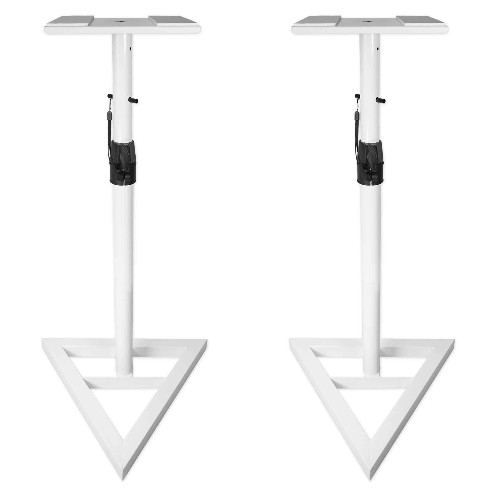 Rockville Pair Studio Monitor Speaker Stands W/Adjustable Height, White (Rvsm1