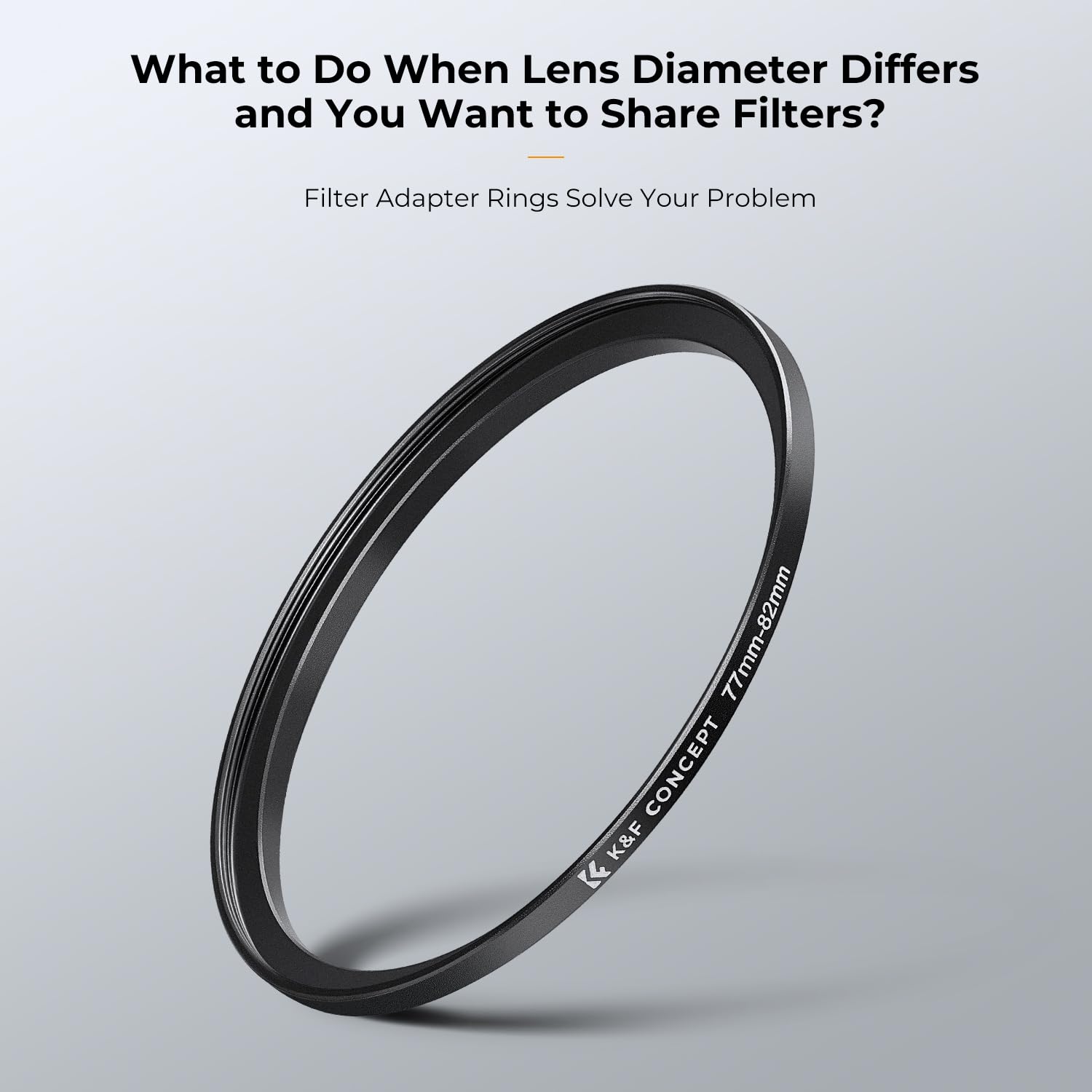 K&F Concept 18pcs Filter Ring Adapter Set - Black Metal Stepping Rings Kit, Includes 9 Step Up & 9 Step Down Rings for Camera Lens