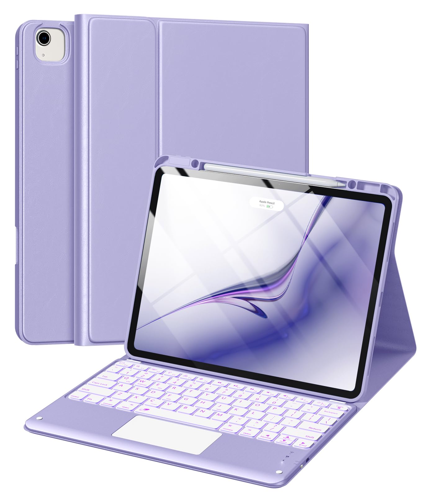 Harvopu for iPad Air 13 Inch & Pro 12.9 Case with Keyboard - Multi-Touch Trackpad, 7 Colors Backlit, Detachable Keyboard Cover f
