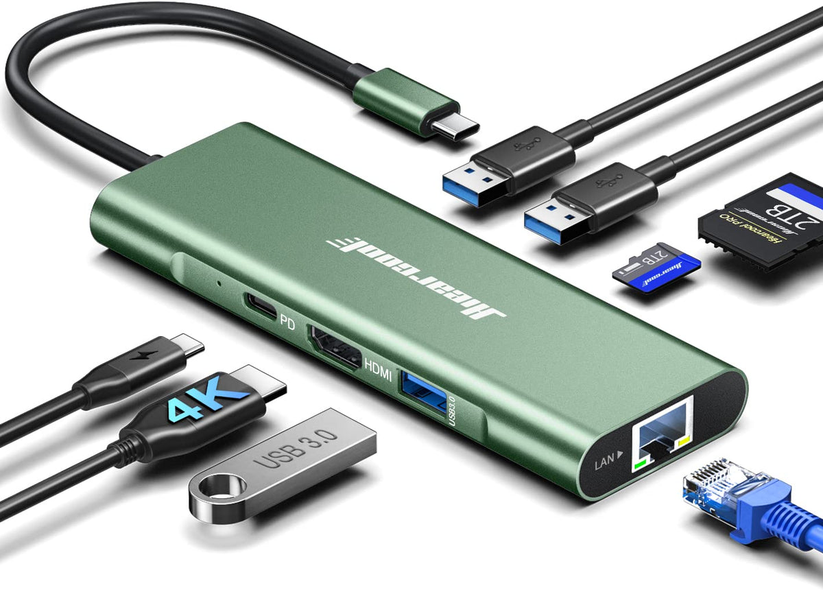 Hiearcool Usb C Hub, 8 In 1 Usb C Hub Multi Port Adapter With Gigabit Ethernet, Usb C To 4K@60Hz Hdmi Dock Dongle For Macbook Pr