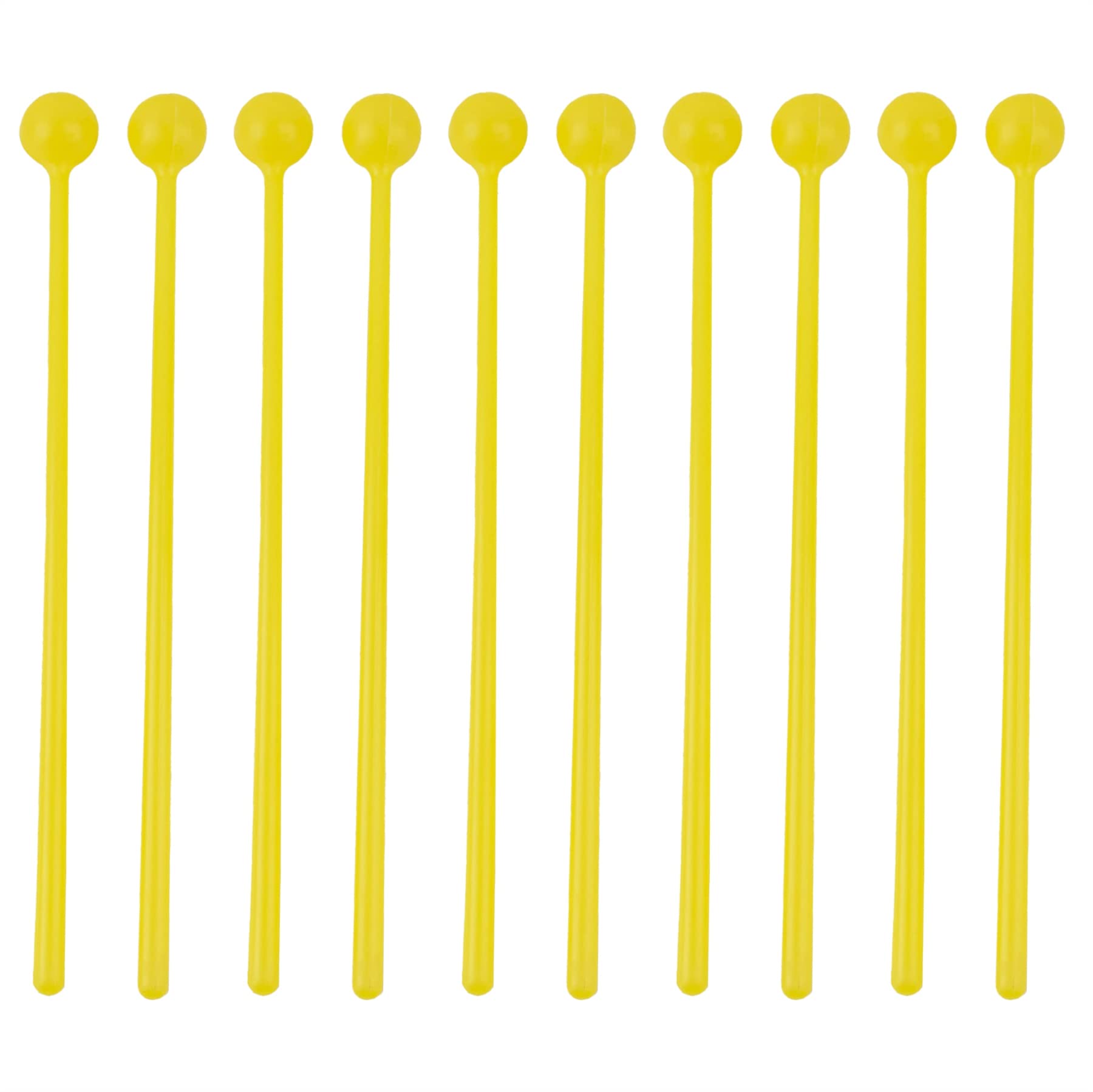 Framendino, 10 Pack Plastic Bell Mallets Solid Drum Percussion Sticks Hammer For Drum Chime Xylophone Yellow