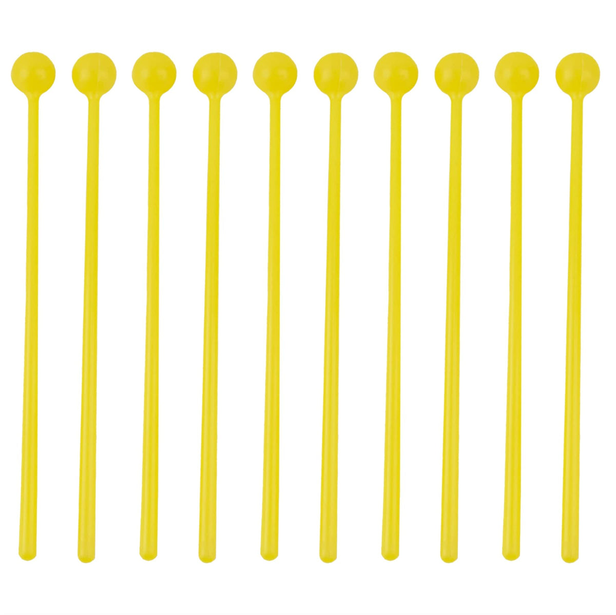 Framendino, 10 Pack Plastic Bell Mallets Solid Drum Percussion Sticks Hammer For Drum Chime Xylophone Yellow
