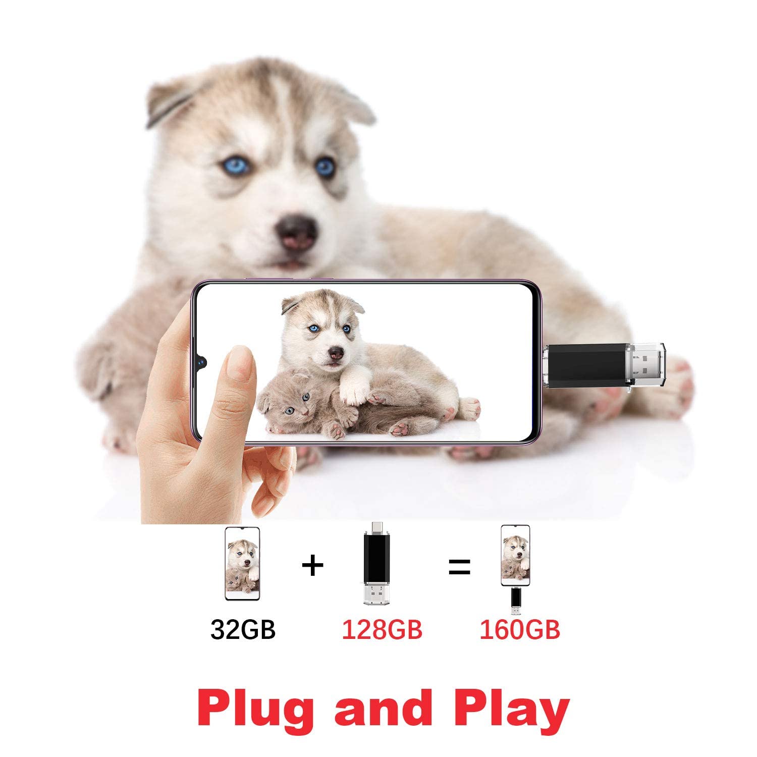 Vansuny 5 Pack 128Gb Usb C Flash Drive 2 In 1 Otg Usb 3.0+Usb C Memory Stick With Keychain Thumb Drive Photo Stick Jump Drive For Android Smartphones, Computers, Macbook, Tablets, Pc