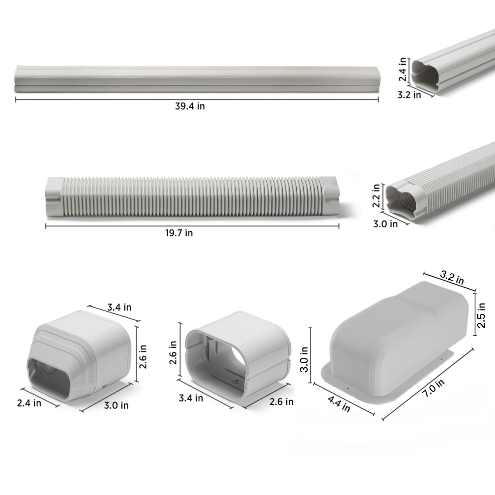 Turbro 3 W    7.5 L Decorative Pvc Line Cover Kit For Mini Split And Central Air Conditioners, Ac Heat Pumps Systems