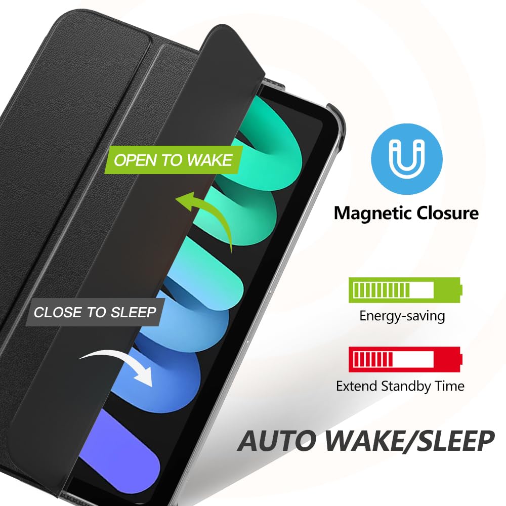 MoKo for iPad Mini 7 (A17 Pro) Case 2024,iPad Mini 6 Case 2021,8.3 inch iPad Mini 7th/6th Generation Case,Slim Lightweight Hard Back Shell Stand Cover for iPad Mini 2024 with Touch ID, Black