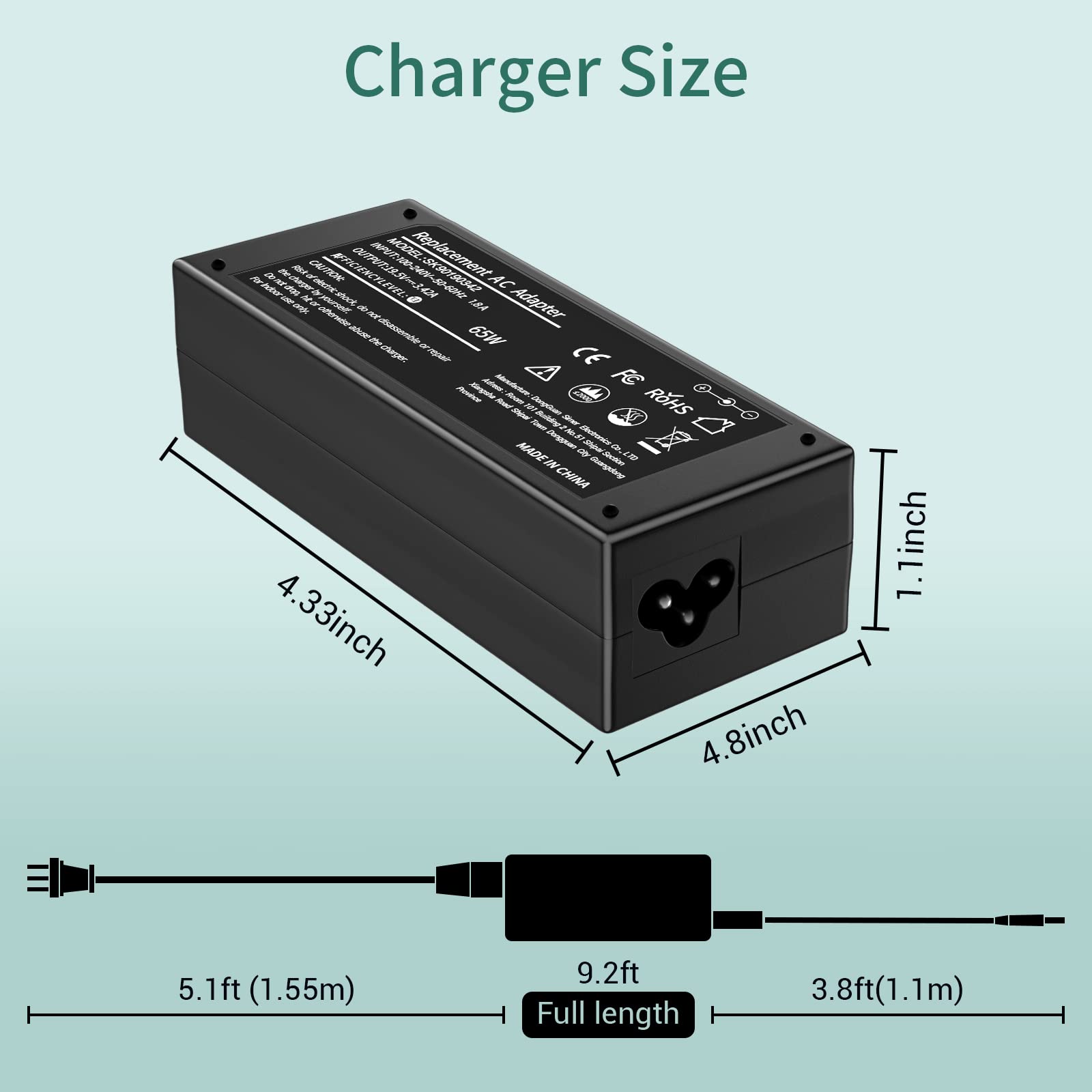 65W Ac Adapter Charger Replacement For Dell Inspiron 15 3000 Charger 3552 3558 3576 3580 5551 5557 5558 5559 5566 5567 5568 5570