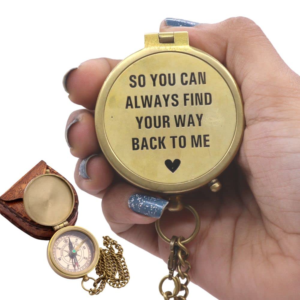 So You Can Always Find Your Way Back Home, Brass Compass Engraved Gifts for Men, Bronze Gifts for Men, Romantic Gifts for Him/He