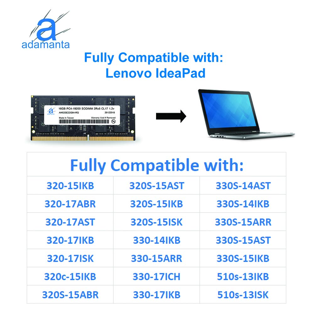 Adamanta 16Gb (1X16Gb) Laptop Notebook Memory Upgrade Compatible For Lenovo Flex, Legion, Ideacentre, Ideapad, Thinkcentre Ddr4