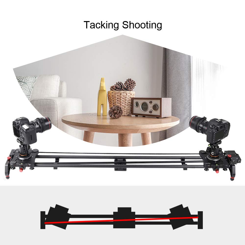 GVM Great Video Maker Motorized Camera Slider 48"/120CM Carbon Fiber Black for Time Lapse & Video